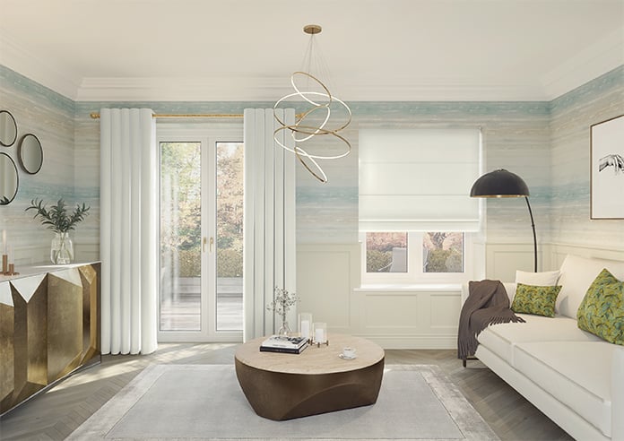 Ultra Luxe Velvet, White Lace - Motorised Roman Blind - Image 8